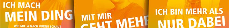 Eine Sammlung der verschiedenen Plakate mit den Kampagnengesichtern.